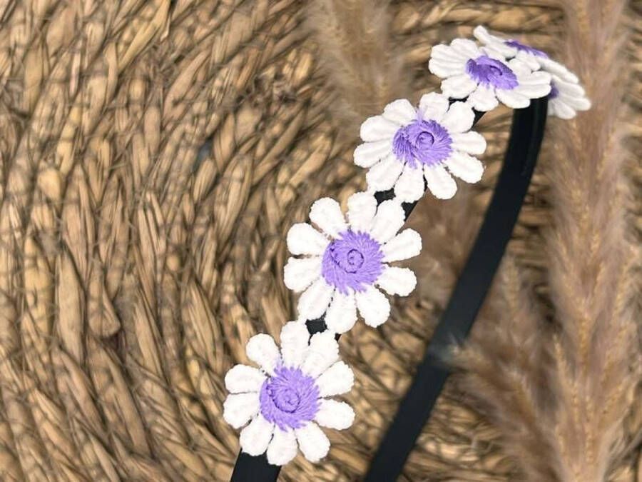 Haarspeldjes & zo Diadeem haarband madeliefjes lila -bloemen bloemetjes