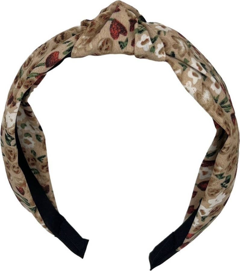 Haarspeldjes & zo Diadeem stof haarband met bloemetjes khaki