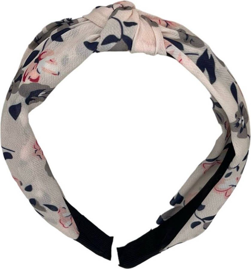 Haarspeldjes & zo Diadeem stof haarband met bloemetjes wit met blauw