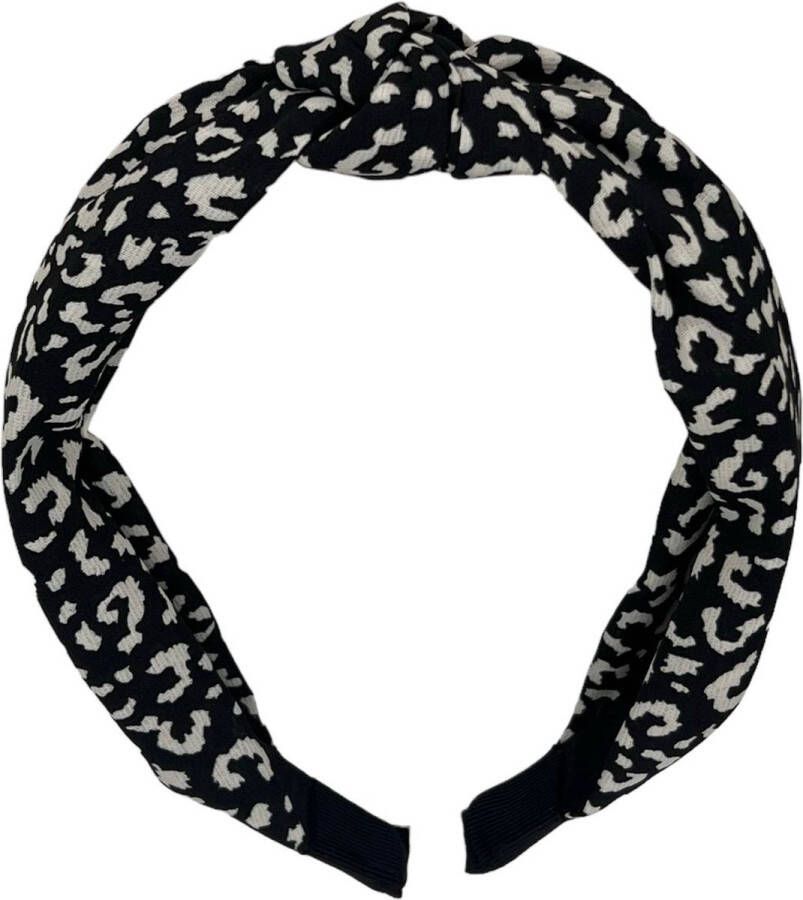 Haarspeldjes & zo Diadeem stof haarband met panterprint zwart