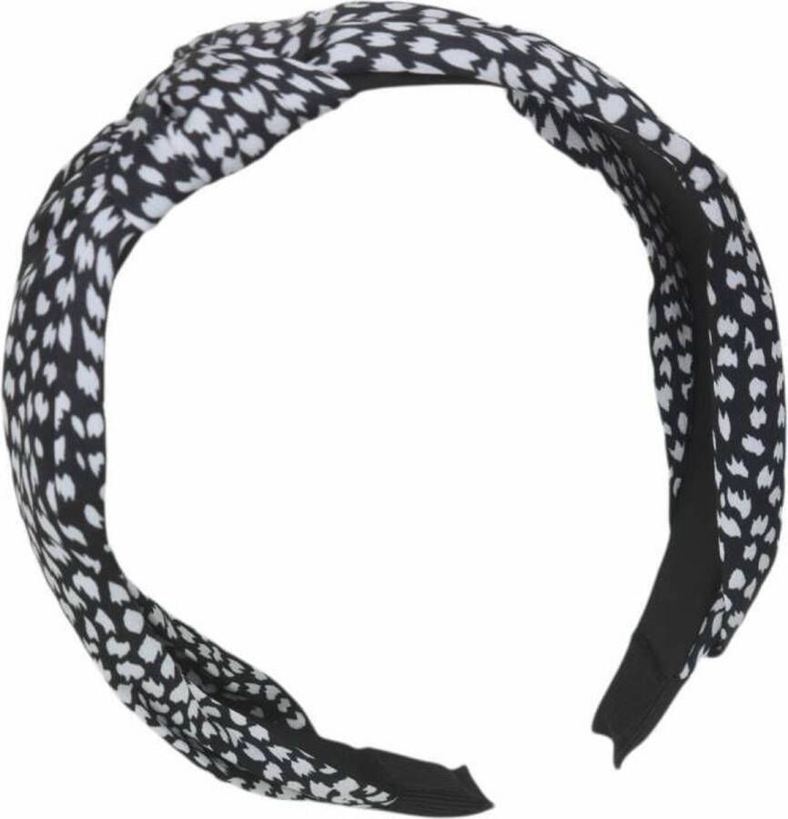 Haarspeldjes & zo Diadeem stof haarband met vlekjes zwart met wit