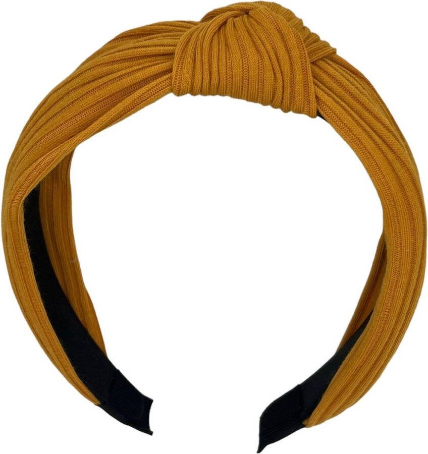Haarspeldjes & zo Diadeem stof haarband okergeel met knoop