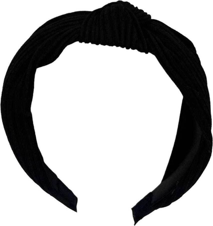 Haarspeldjes & zo Diadeem stof haarband zwart met knoop
