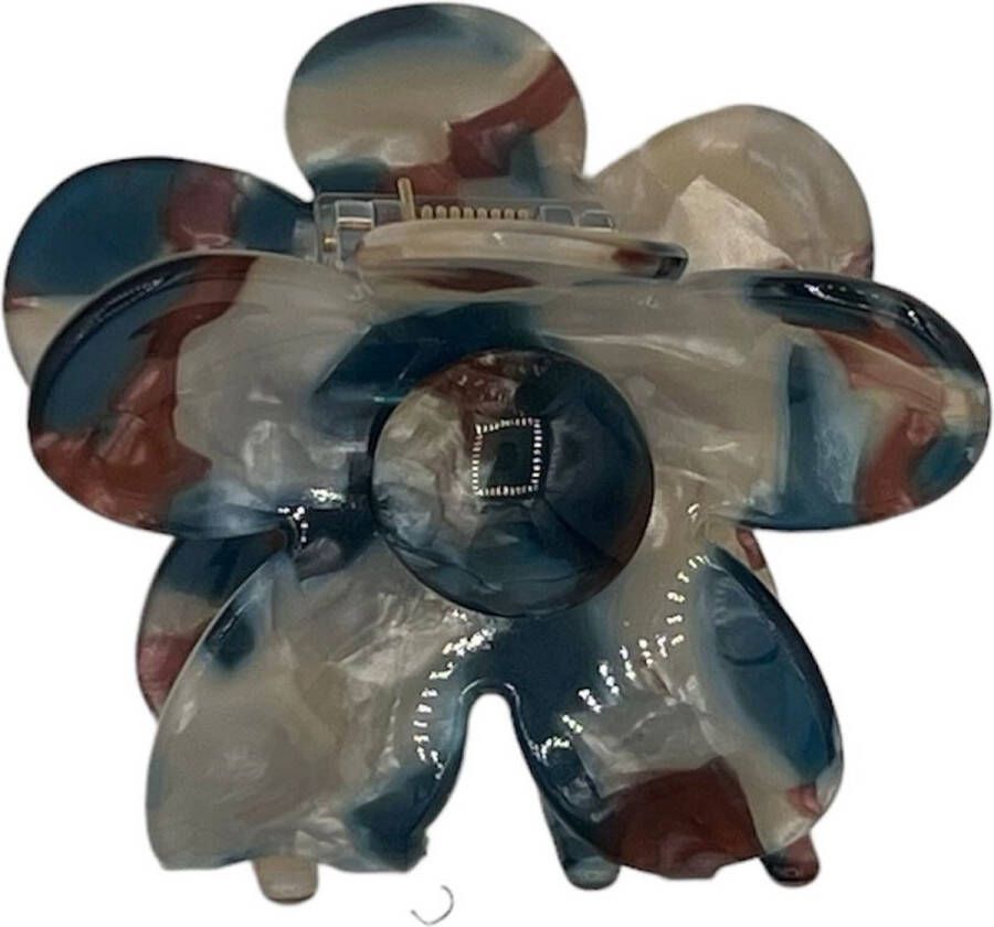 Haarspeldjes & zo Haarklem haarklauw bloem flower blauw bruin