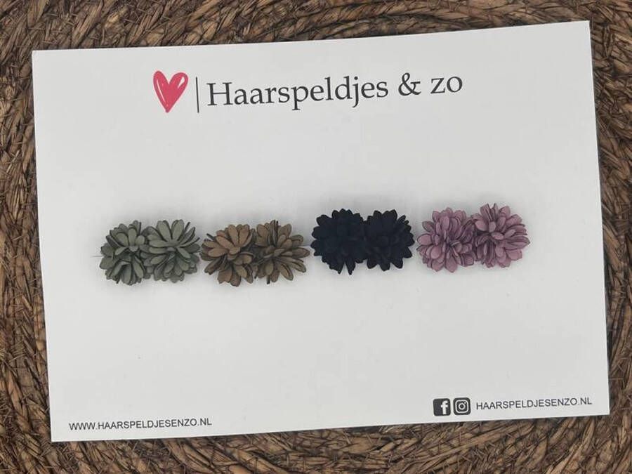 Haarspeldjes & zo Haarspeldje antislip baby's kinderen meisjes setje 1 leren bloemetjes