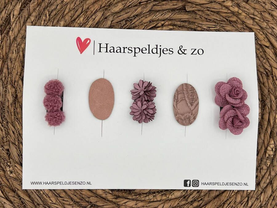 Haarspeldjes & zo Haarspeldje antislip baby's kinderen meisjes setje 34 mix imitatieleer en bloemen try-out