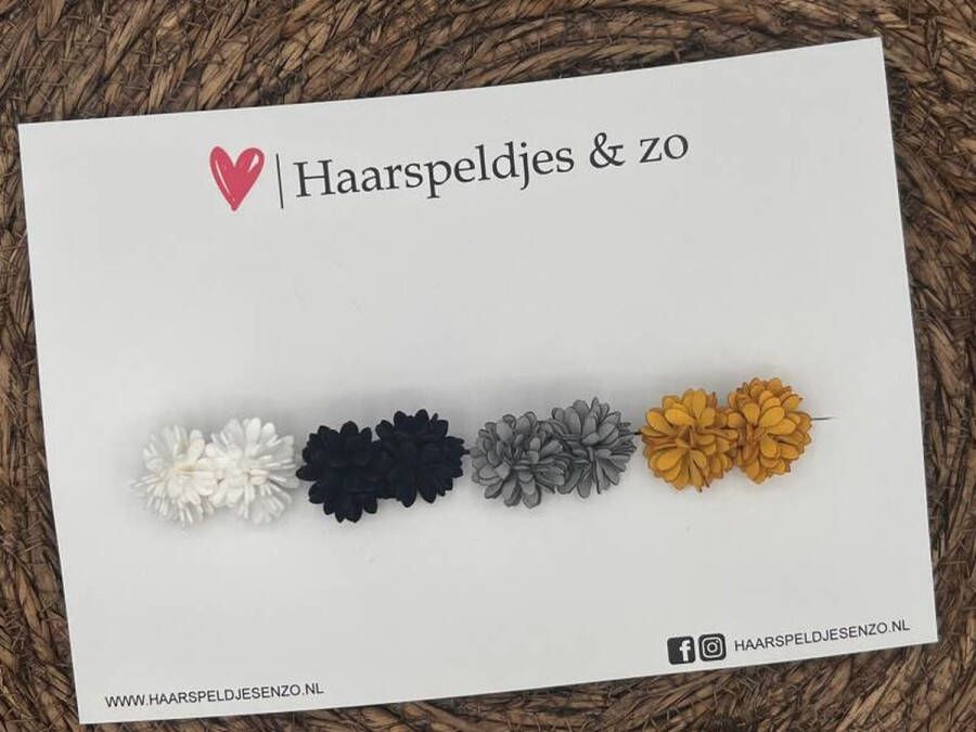 Haarspeldjes & zo Haarspeldje antislip baby's kinderen meisjes setje 4 leren bloemetjes