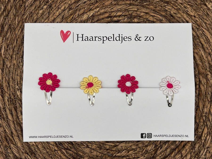 Haarspeldjes & zo Haarspeldje flower setje 2 bloemen voorjaar zomer 3 cm speldjes