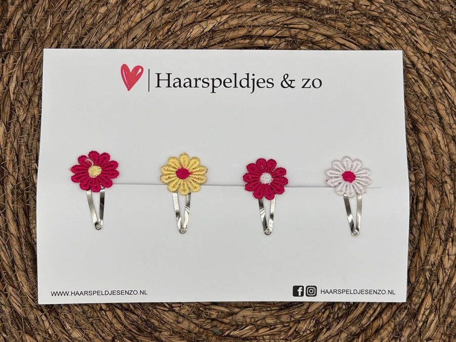 Haarspeldjes & zo Haarspeldje flower setje 2 bloemen voorjaar zomer 4 cm speldjes