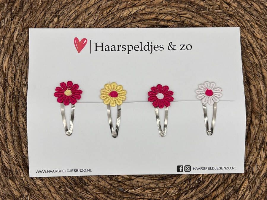Haarspeldjes & zo Haarspeldje flower setje 2 bloemen voorjaar zomer 5 cm speldjes