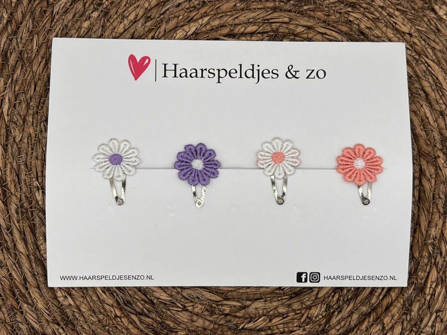 Haarspeldjes & zo Haarspeldje flower setje 3 bloemen voorjaar zomer 3 cm speldjes