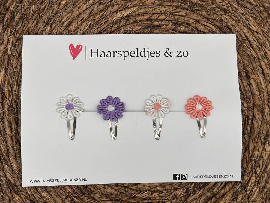 Haarspeldjes & zo Haarspeldje flower setje 3 bloemen voorjaar zomer 4 cm speldjes