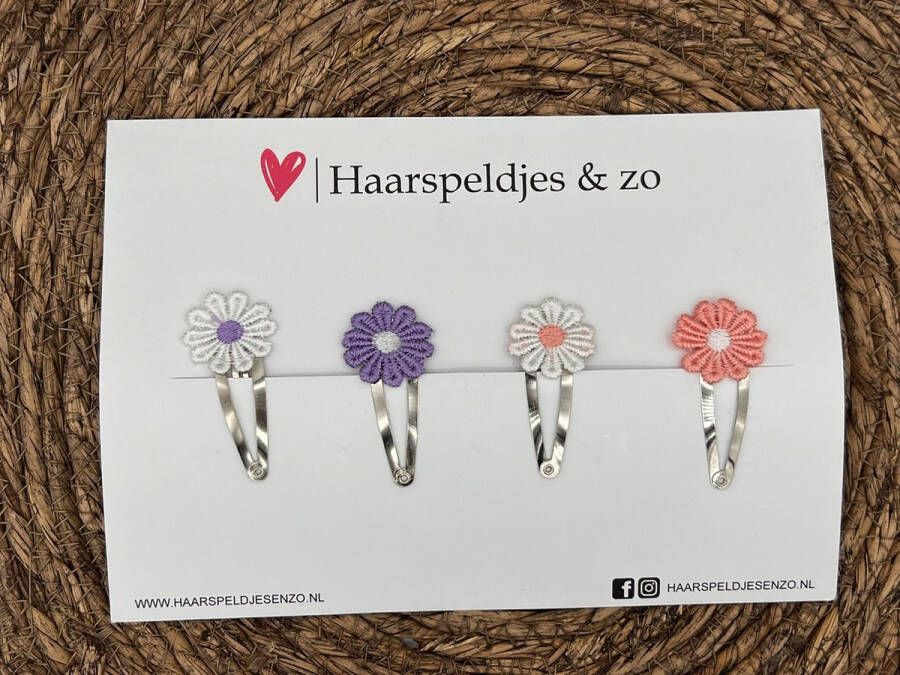 Haarspeldjes & zo Haarspeldje flower setje 3 bloemen voorjaar zomer 5 cm speldjes