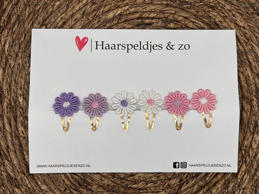 Haarspeldjes & zo Haarspeldje flower setje 4 bloemen voorjaar zomer 3 cm speldjes