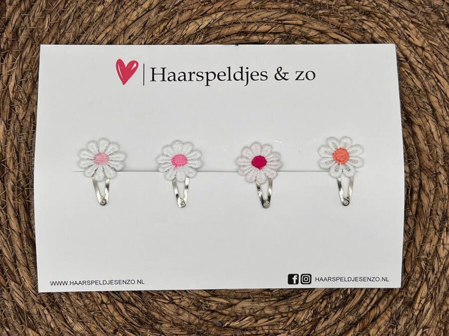 Haarspeldjes & zo Haarspeldje flower setje 5 bloemen voorjaar zomer 3 cm speldjes