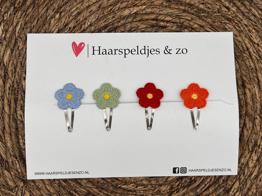 Haarspeldjes & zo Haarspeldje flower setje 6 bloemen voorjaar zomer 4 cm speldjes