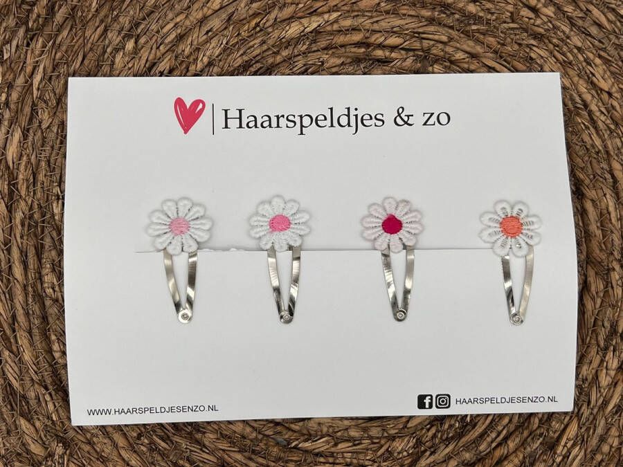 Haarspeldjes & zo Haarspeldje flower setje 6 bloemen voorjaar zomer 5 cm speldjes