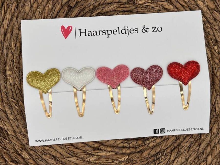 Haarspeldjes & zo Haarspeldje hearts setje 10 hartjes glitters kerst decembercollectie najaar — 4 cm speldjes