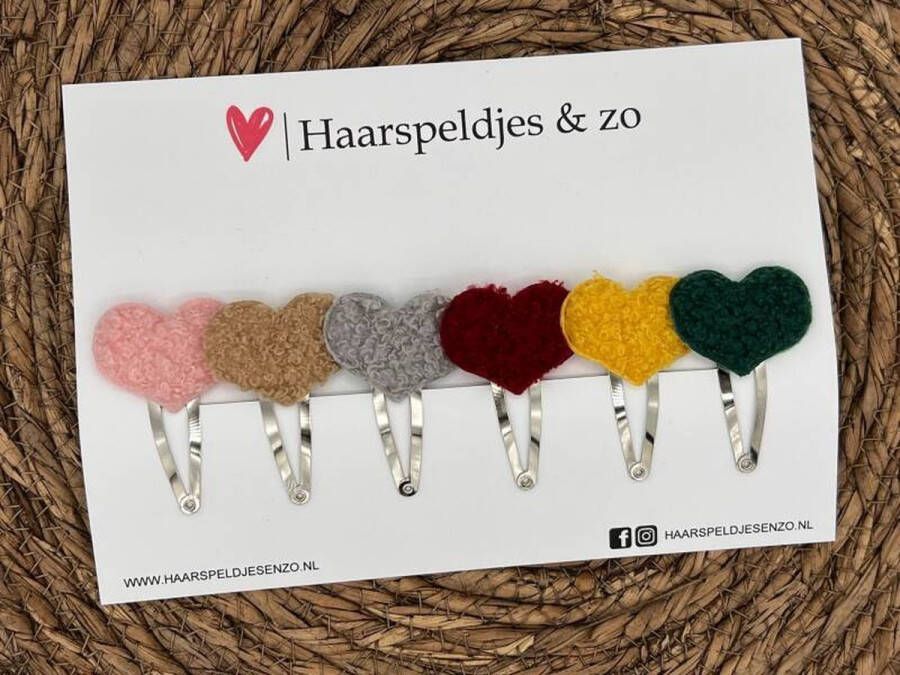 Haarspeldjes & zo Haarspeldje rib setje 5 rib hartjes — 4 cm speldjes