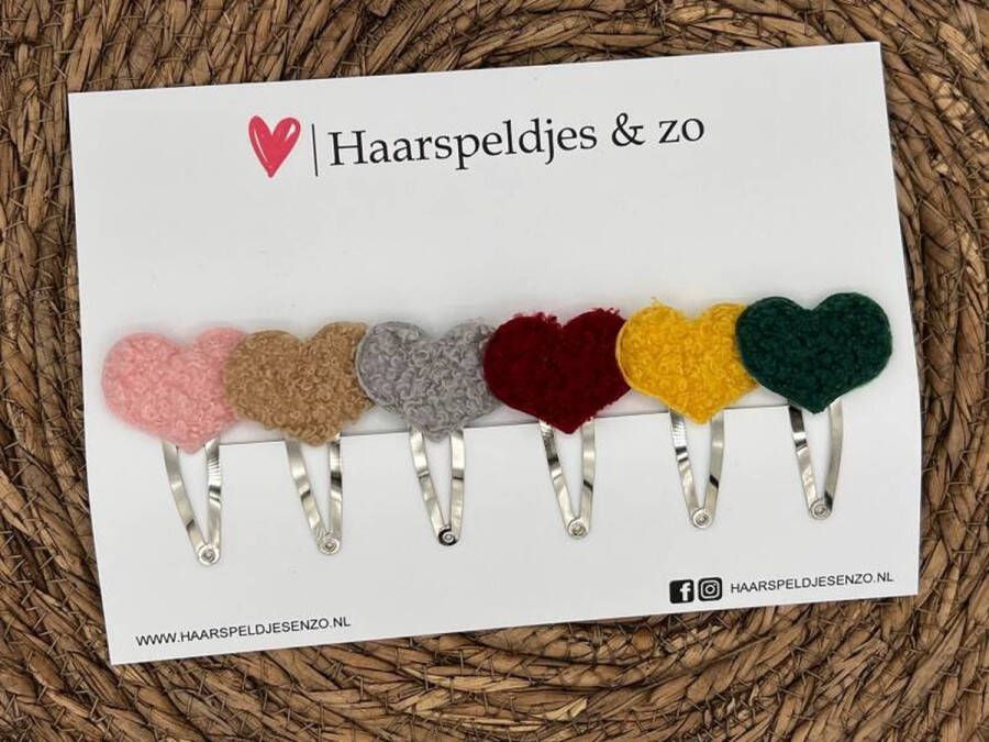 Haarspeldjes & zo Haarspeldje rib setje 5 rib hartjes — 5 cm speldjes