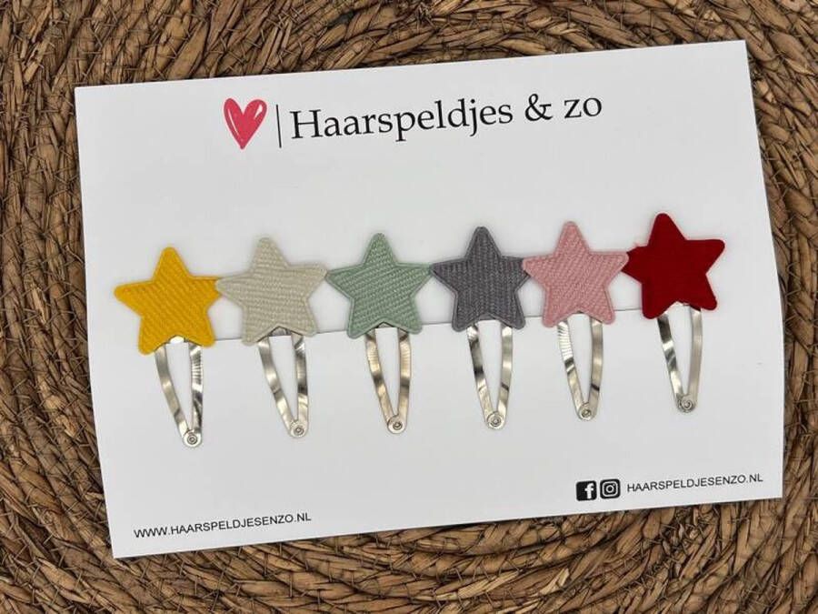 Haarspeldjes & zo Haarspeldje rib setje 6 rib sterretjes — 4 cm speldjes