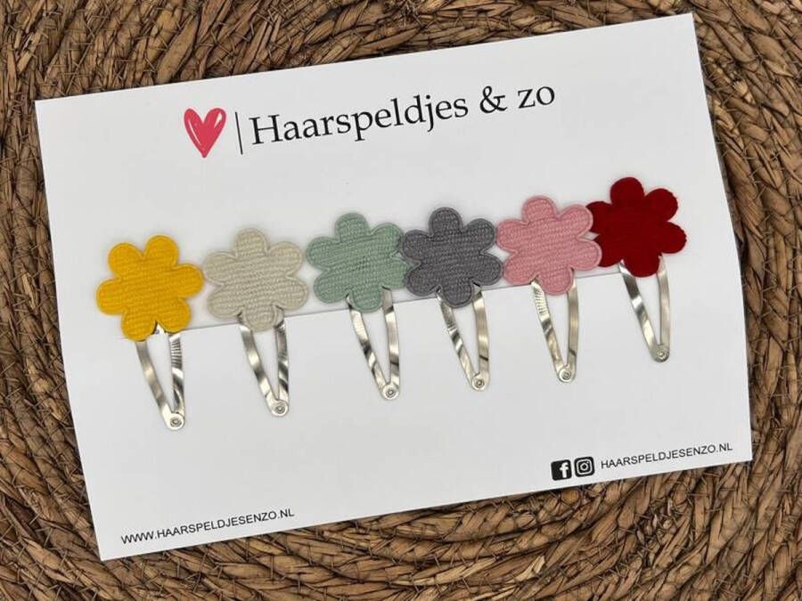 Haarspeldjes & zo Haarspeldje rib setje 7 rib bloemetjes — 5 cm speldjes