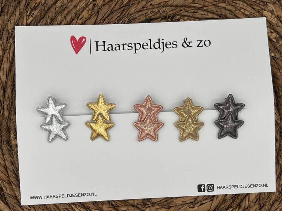 Haarspeldjes & zo Haarspeldje Stars mix op alligatorclip (klein) ster sterretje glitters glimmers zilver goud roze goud antraciet kerst – feestdagen