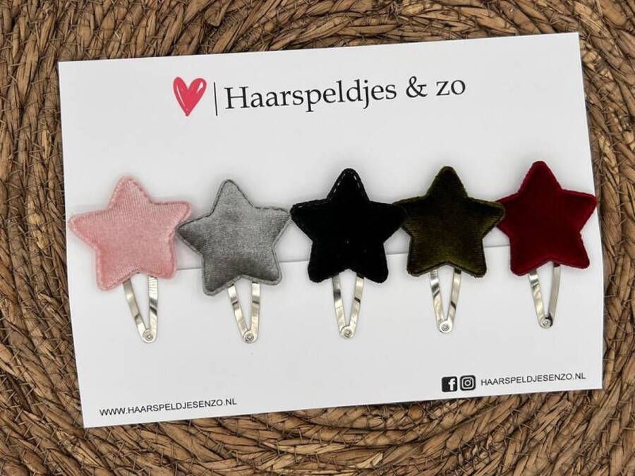 Haarspeldjes & zo Haarspeldje stars setje 2 sterretjes velvet kerst decembercollectie najaar