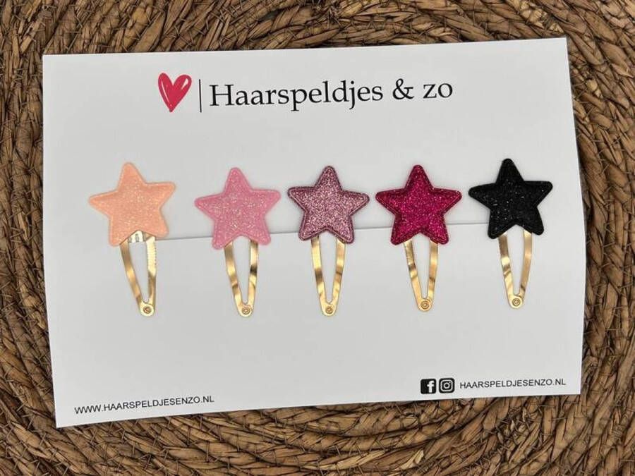 Haarspeldjes & zo Haarspeldje stars setje 9 sterretjes glitters kerst decembercollectie najaar — 5 cm speldjes