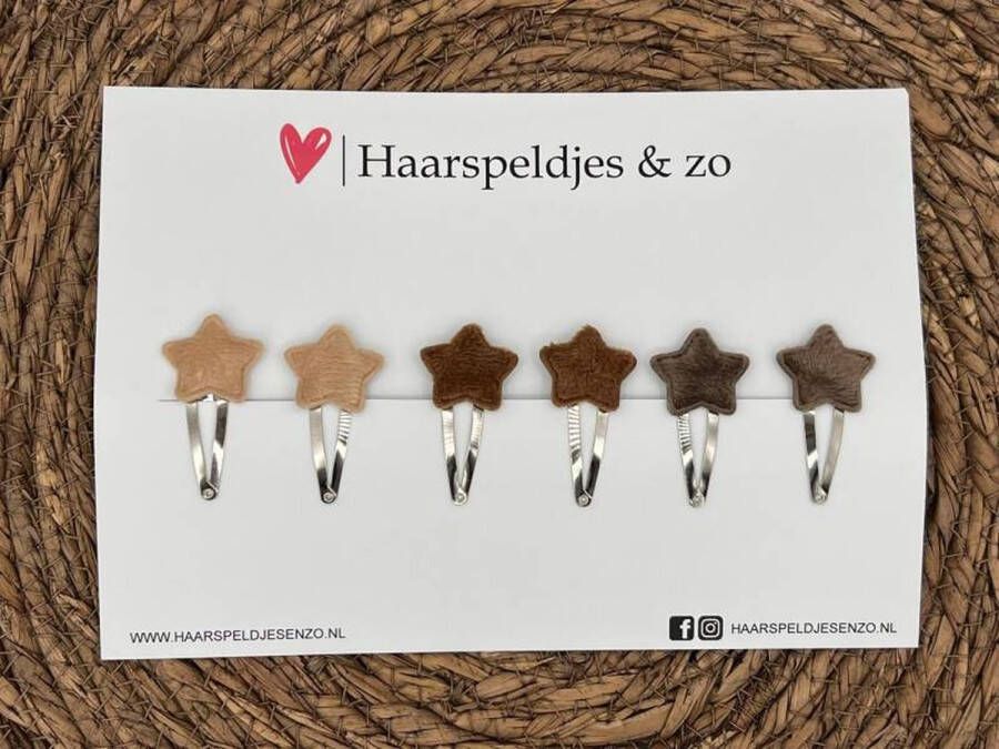 Haarspeldjes & zo Haarspeldje stars setje sterretjes velvet kerst decembercollectie najaar — 4 cm speldjes