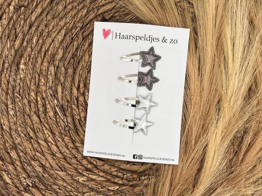 Haarspeldjes & zo Haarspeldje Stars ster sterretje glitters antraciet zilver kerst – feestdagen — 4 cm