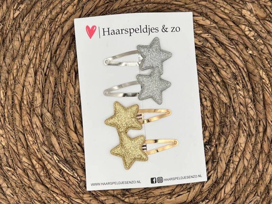 Haarspeldjes & zo Haarspeldje Stars ster sterretje glitters goud en zilver kerst – feestdagen