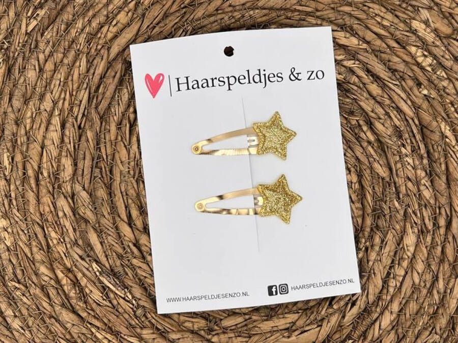 Haarspeldjes & zo Haarspeldje Stars ster sterretje glitters goud kerst – feestdagen — 3 cm speldjes