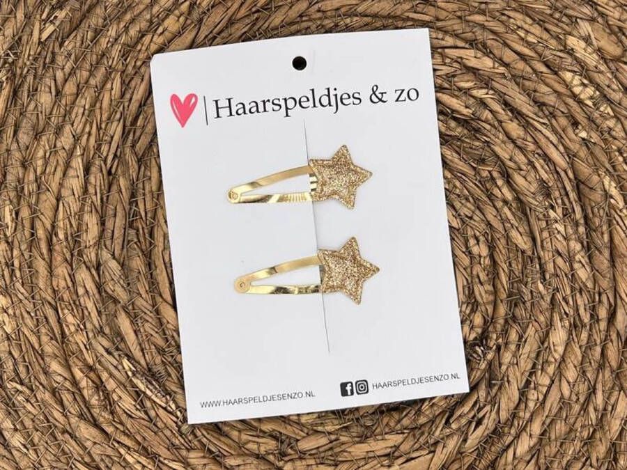 Haarspeldjes & zo Haarspeldje Stars ster sterretje glitters goud kerst – feestdagen — 5 cm speldjes