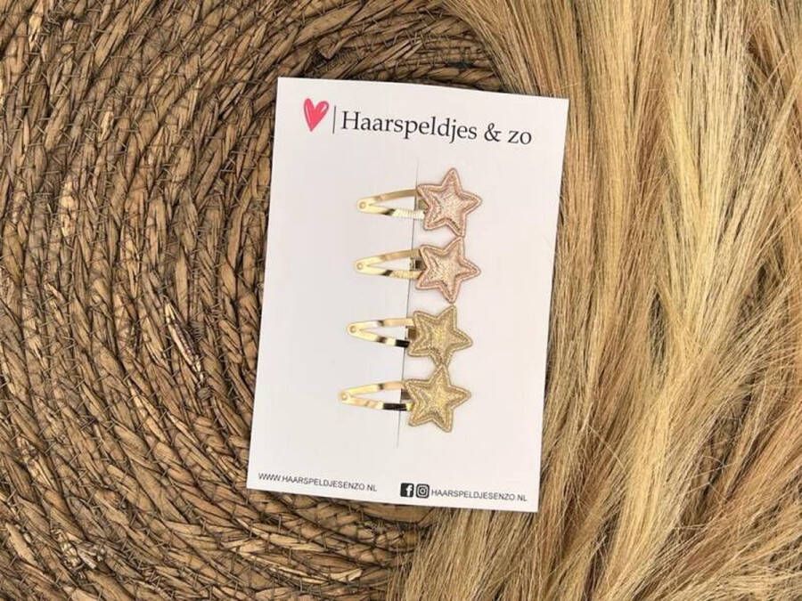Haarspeldjes & zo Haarspeldje Stars ster sterretje glitters rosé roze goud kerst – feestdagen — 3 cm