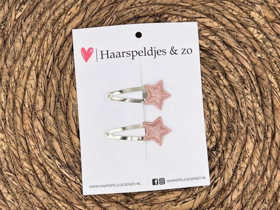 Haarspeldjes & zo Haarspeldje Stars ster sterretje glitters roze kerst – feestdagen — 5 cm speldjes