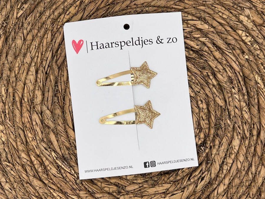 Haarspeldjes & zo Haarspeldje Stars ster sterretje glitters zachtgoud kerst – feestdagen 3 cm speldjes