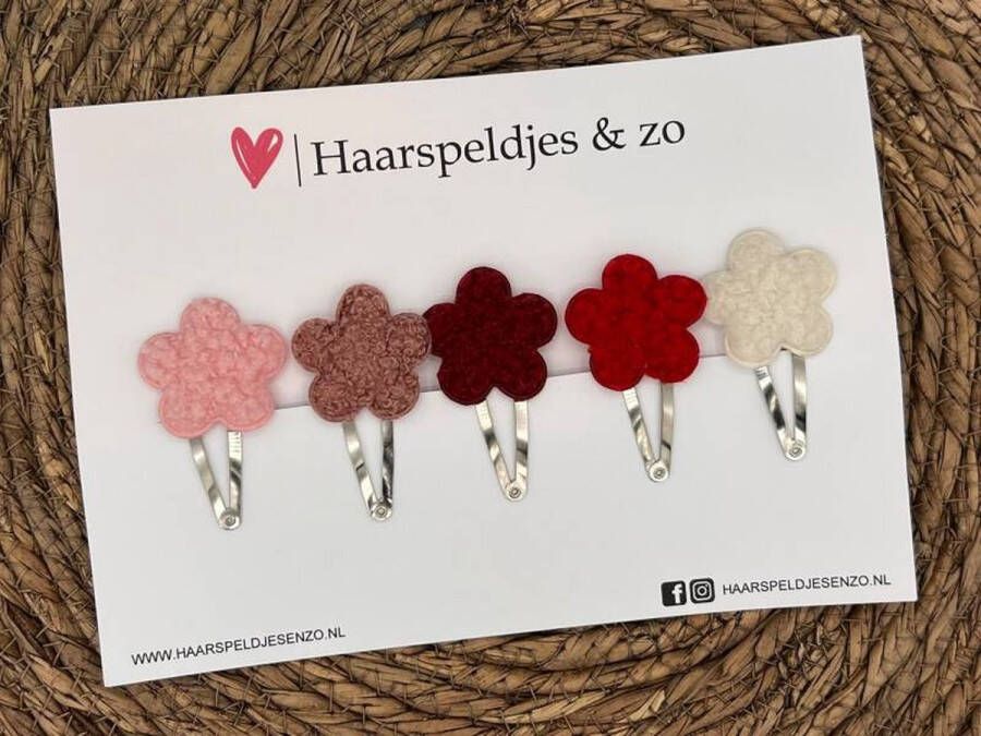 Haarspeldjes & zo Haarspeldje Teddy setje 2 pluizig bloemetjes — 4 cm speldjes