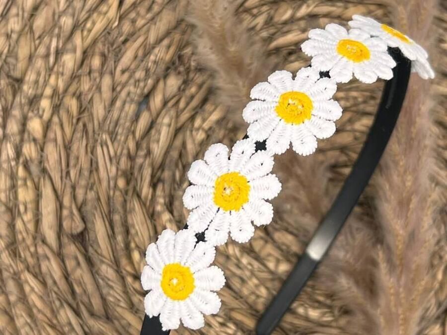 Haarspeldjes & zo Diadeem haarband madeliefjes donkergeel -bloemen bloemetjes