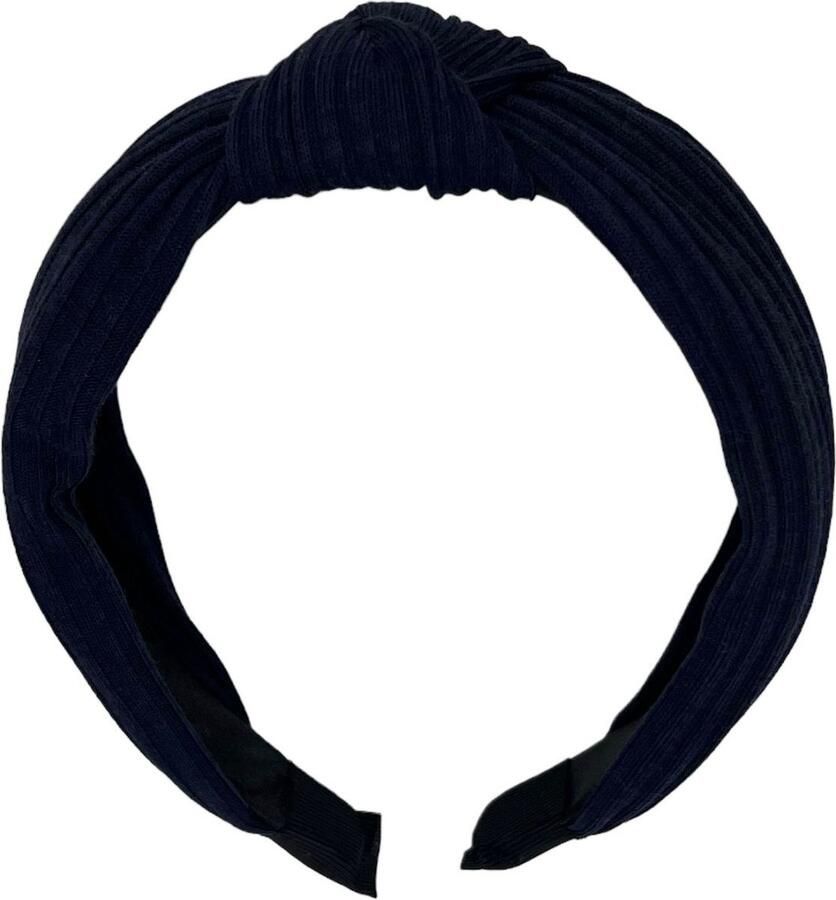 Haarspeldjes & zo Diadeem stof haarband donkerblauw met knoop