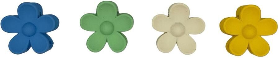 Haarspeldjes & zo Haarklem (klein) haarklem fijn bloem flower set van vier blauw groen geel wit