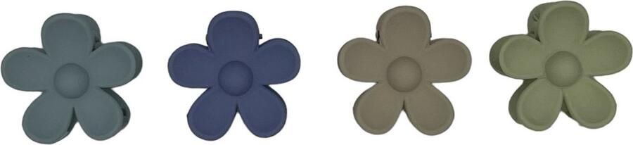 Haarspeldjes & zo Haarklem (klein) haarklem fijn bloem flower set van vier blauw grijs groen