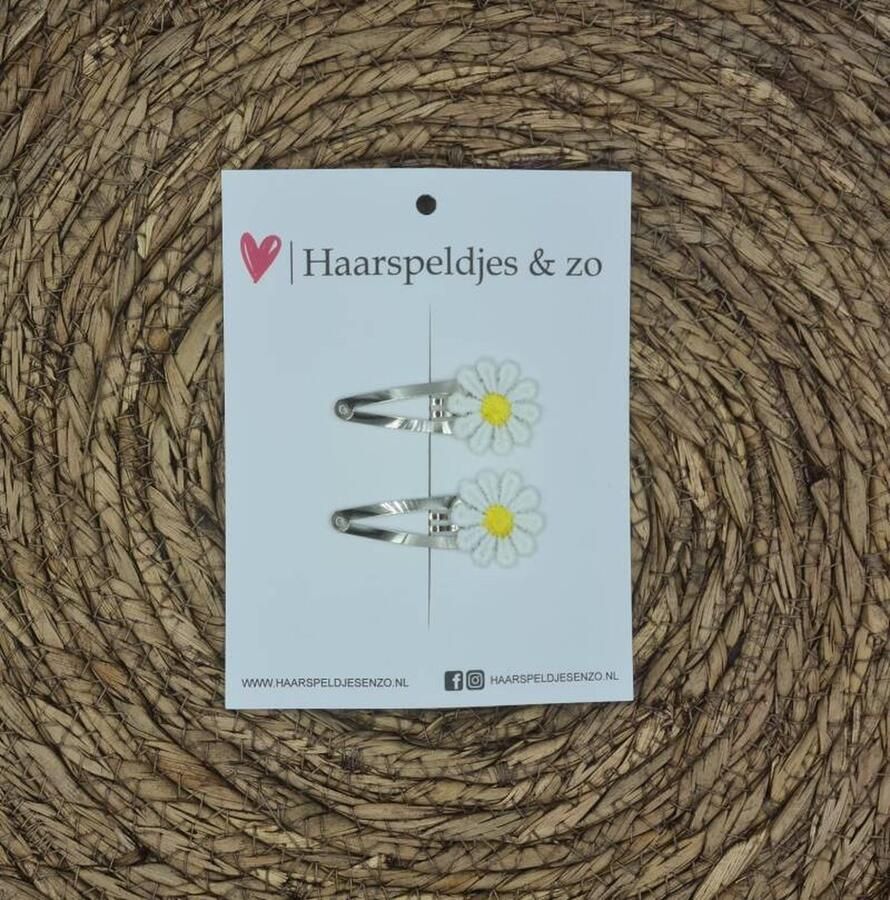 Haarspeldjes & zo Haarspeldje Flower daisy madeliefjes geel — 4 cm goud