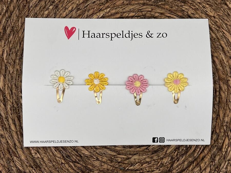 Haarspeldjes & zo Haarspeldje flower setje 1 bloemen voorjaar zomer 3 cm speldjes