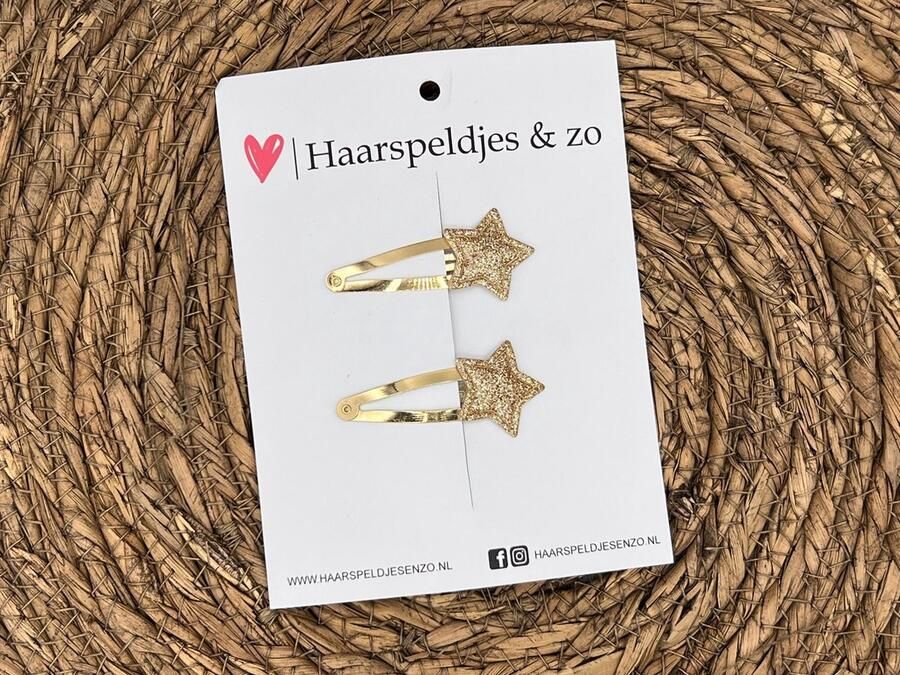 Haarspeldjes & zo Haarspeldje Stars ster sterretje glitters zachtgoud kerst – feestdagen 5 cm speldjes