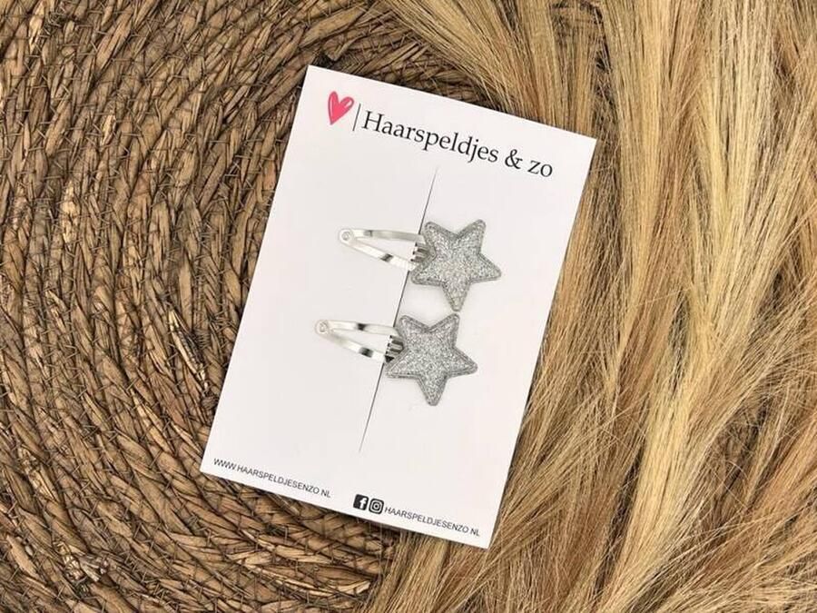 Haarspeldjes & zo Haarspeldje Stars ster – sterretje glitters zilver kerst – feestdagen — 5 cm