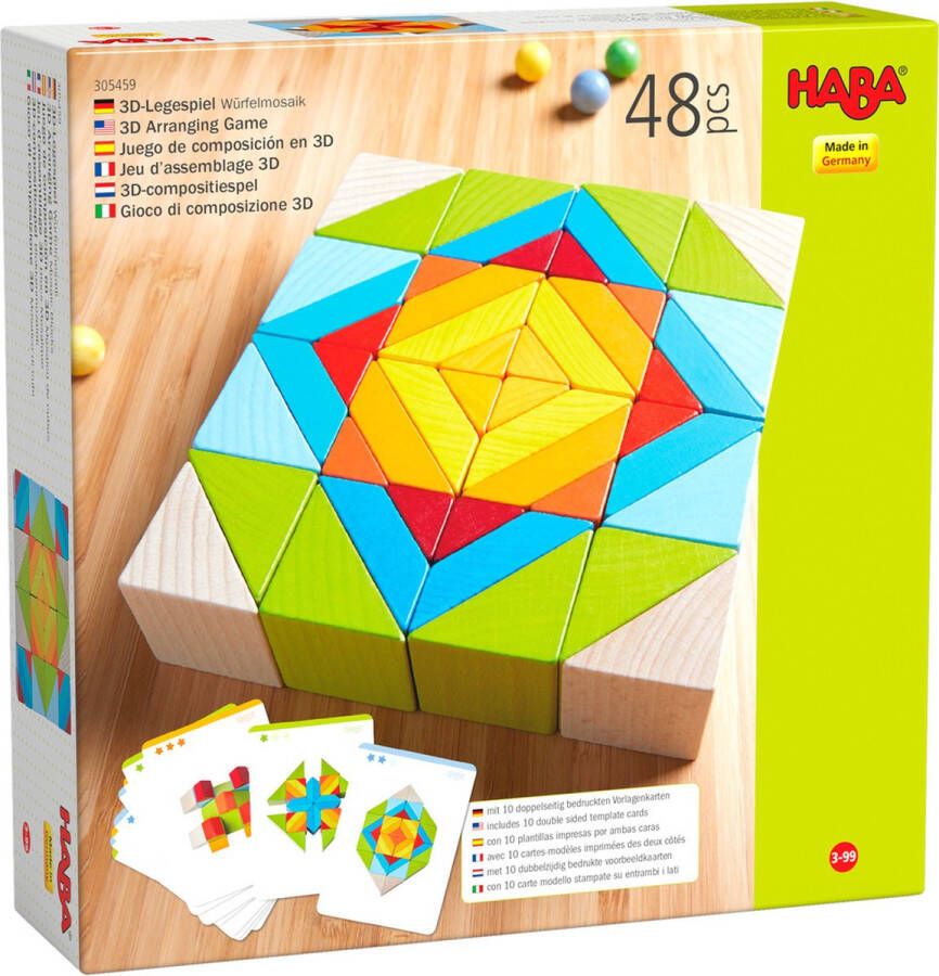 Haba compositiespel blokkenmozaïek 3-D junior hout 48 blokken