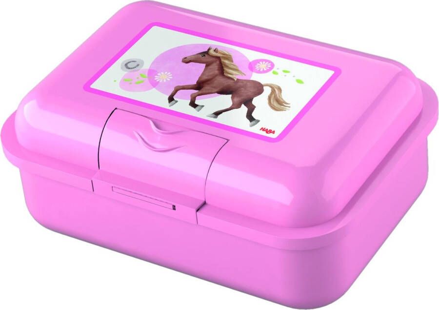 Haba broodtrommel Paarden junior 12 x 17 cm roze