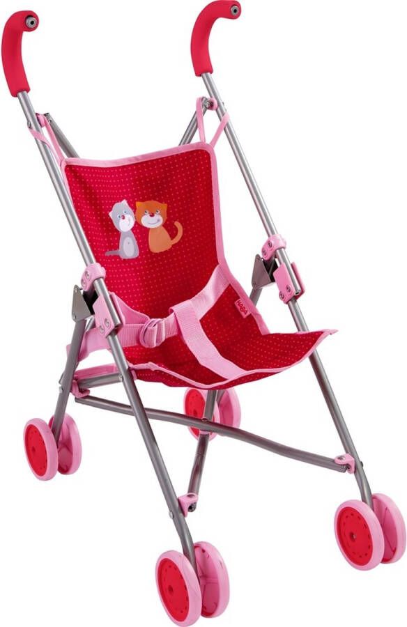 Haba Poppenbuggy Jule 63 cm rood roze