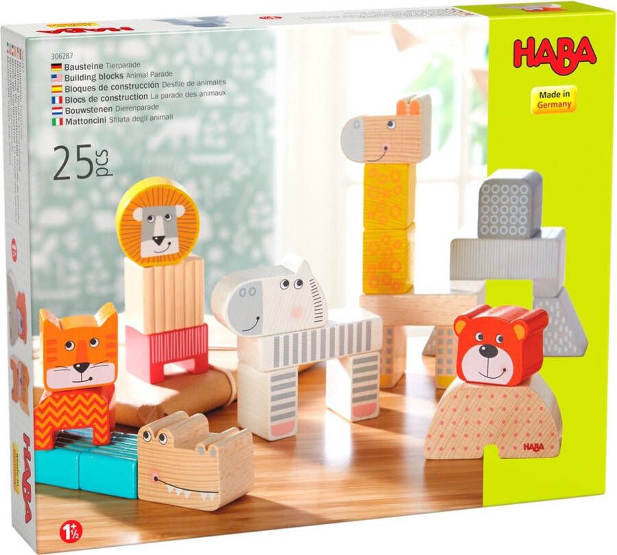 Haba Bouwstenen Dierenparade Junior 28 3 Cm Hout Bruin 25 Stuks